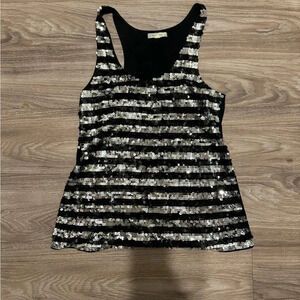 Tank Top black and silver sequins with built in bra size small